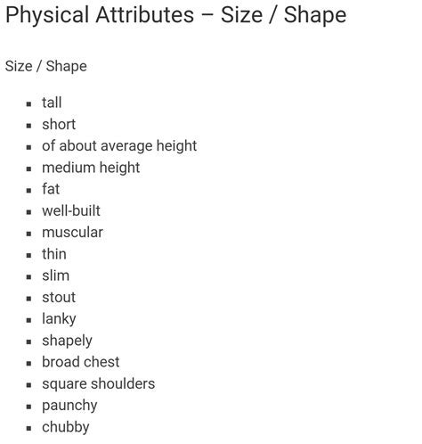 Body Measurements: Height, Figure, and Physical Attributes